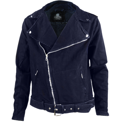 Chamarra rockera biker de mezclilla Azul Marino