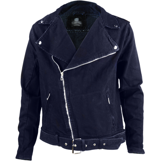 Chamarra rockera biker de mezclilla Azul Marino