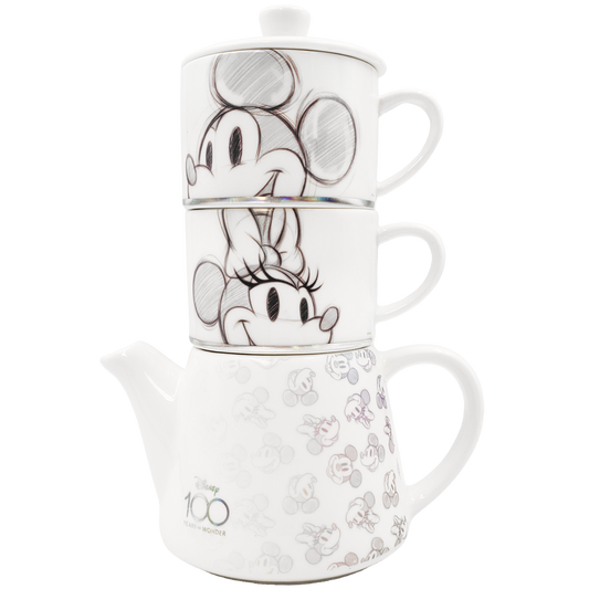 Juego de té de porcelana tetera apilable Disney 100 Años