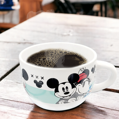 Taza jumbo cerealera de cerámica Mickey y Minnie
