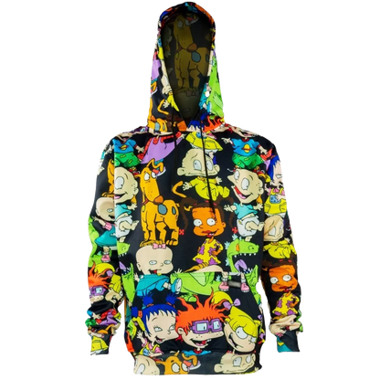 Sudadera hoddie hombre cerrada con gorro negra - Rugrats