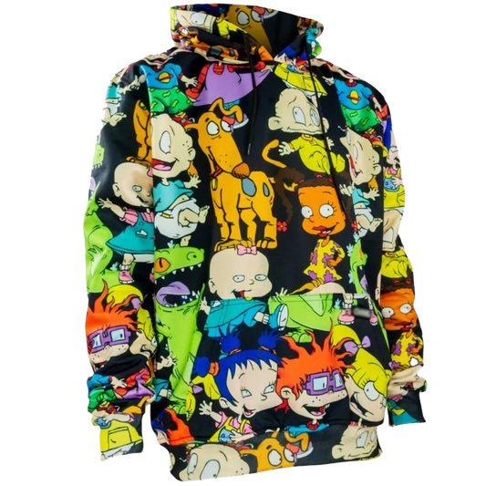 Sudadera hoddie hombre cerrada con gorro negra - Rugrats