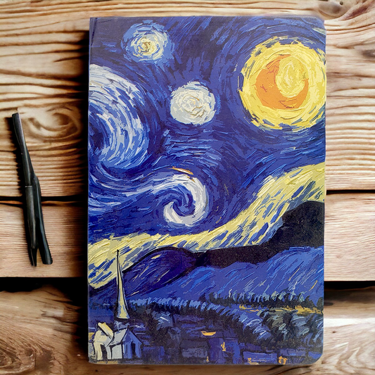 Libreta de arte Van Gogh con borde dorado