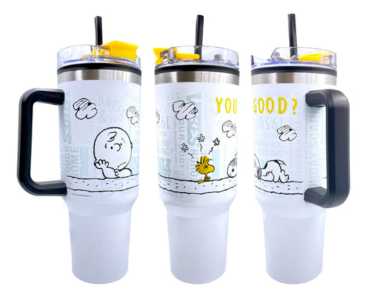 Termo Doble Pared Vaso Térmico Con Popote Snoopy