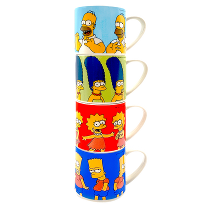 Juego de 4 tazas apilables Simpson de porcelana