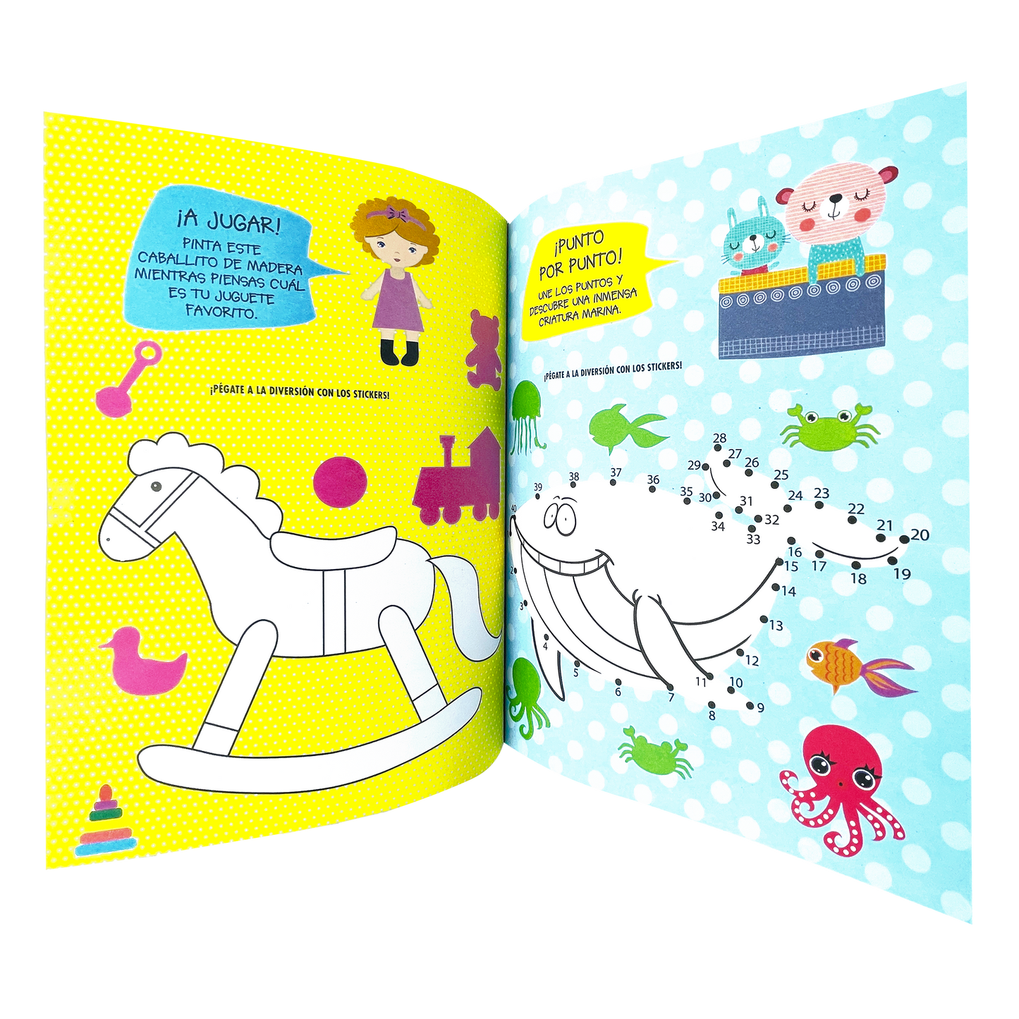 Libro de actividades, colorea con 100 stickers