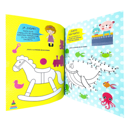 Libro de actividades, colorea con 100 stickers