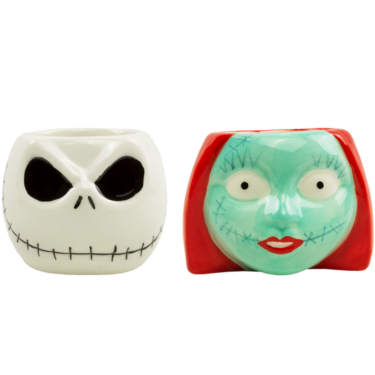 Set 2 Mini tazas dúo coleccionable  Jack y Sally de cerámica