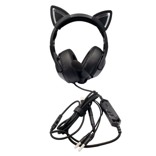 Audifonos gamer con orejas de gato de luz led