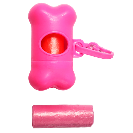 Dispensador de bolsas para heces con 2 rollos - Rosa