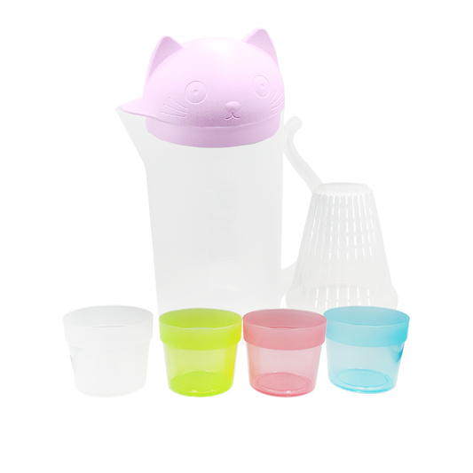 Jarra de gatito con 4 tazas - Rosa