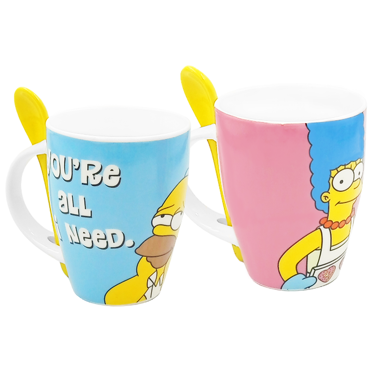 Juego de 2 Tazas de cerámica con cuchara Homero y Marge