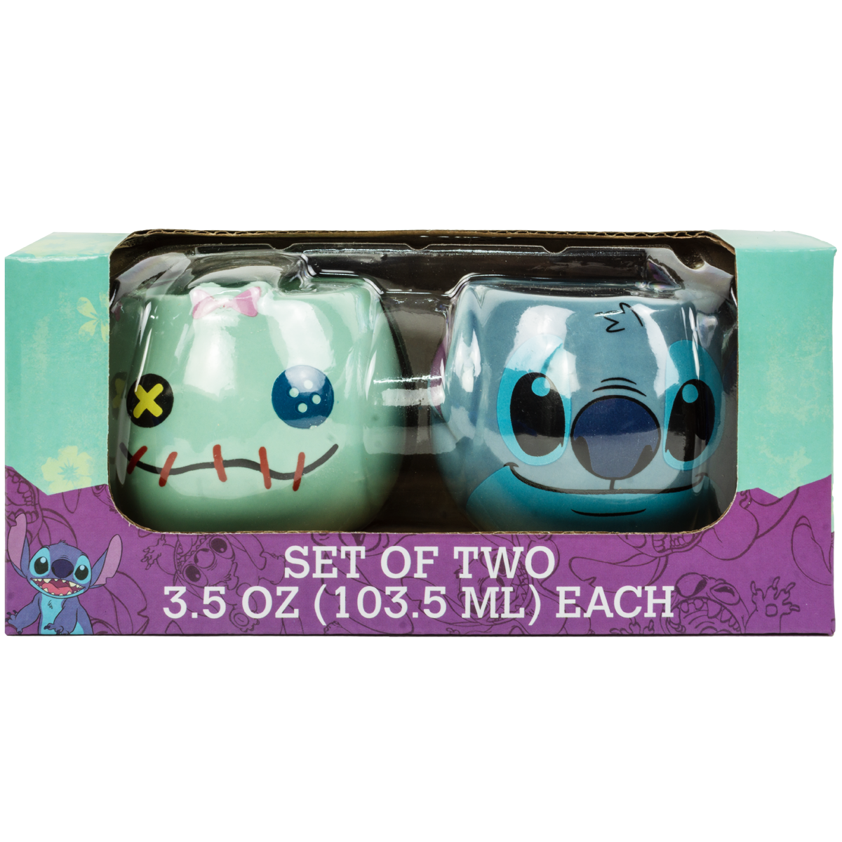 Set 2 Mini tazas dúo coleccionable Stitch y Scrump de cerámica