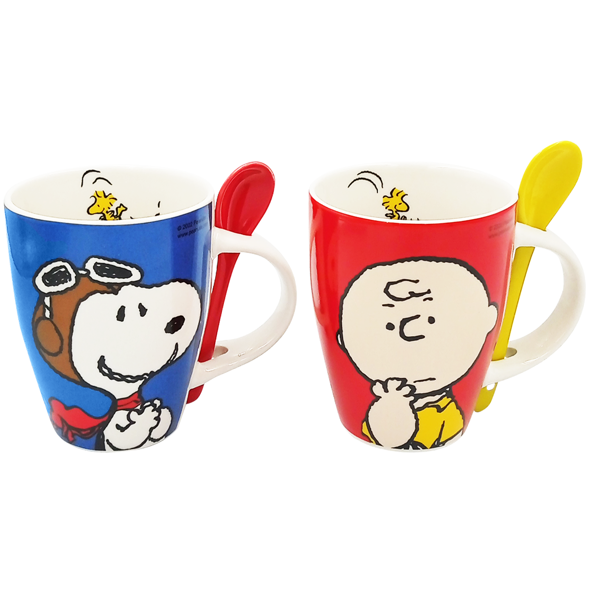 Juego de 2 Tazas de cerámica con cuchara Charly Brown y Snoopy